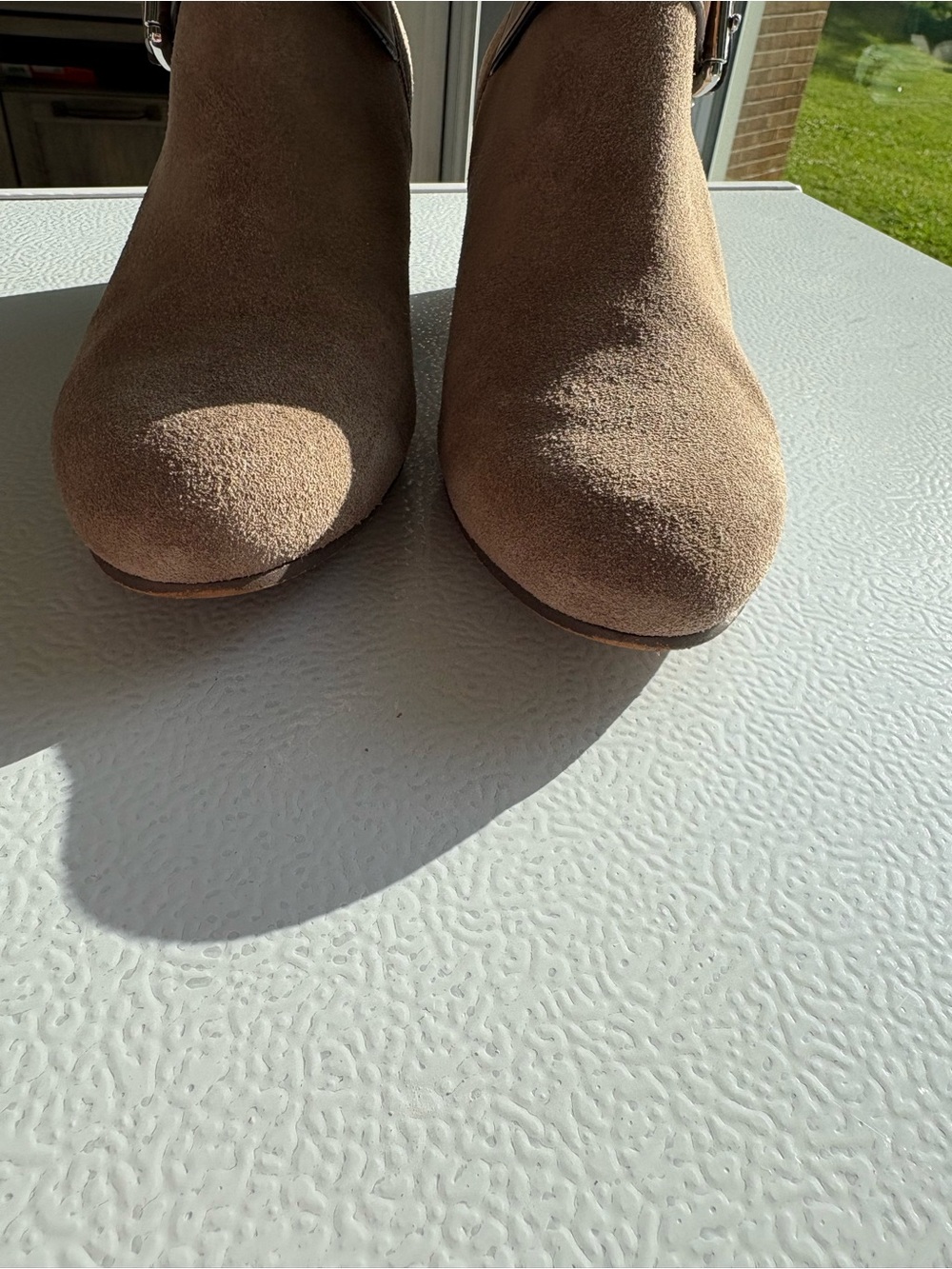 Coach Suede Ankle Boots with Buckle Strap - Taupe - Picture 5 of 11